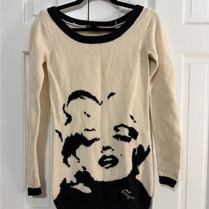 Betsey Johnson Cream and Black Marilyn Scoop Neck Sweater